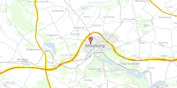 Trafikstøjkort på Buskelundtoften 67, 8600 Silkeborg