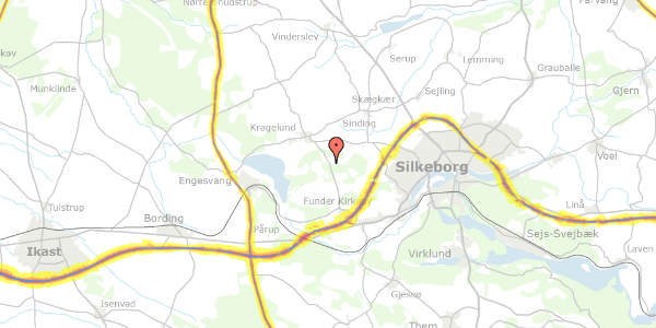 Trafikstøjkort på Buskhedevej 43, 8600 Silkeborg