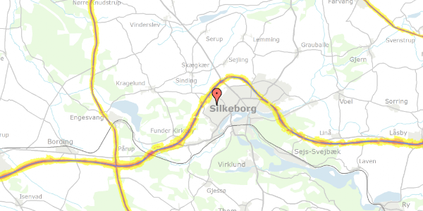 Trafikstøjkort på Buskelundhøjen 2, 8600 Silkeborg