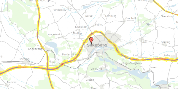 Trafikstøjkort på Buskelundhøjen 111, 8600 Silkeborg