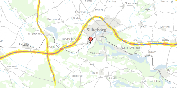 Trafikstøjkort på Bævervej 7, 8600 Silkeborg