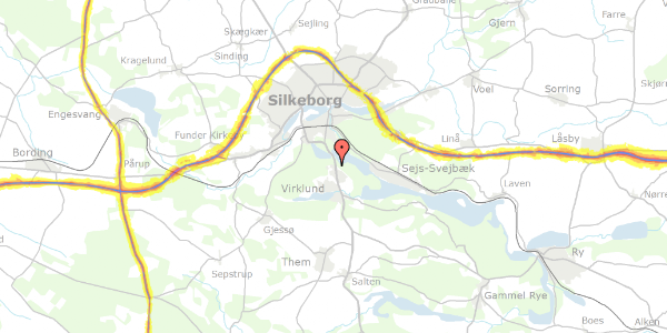 Trafikstøjkort på Bøgebjergvej 11, 8600 Silkeborg