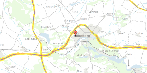 Trafikstøjkort på Christiansfeldvej 131, 8600 Silkeborg