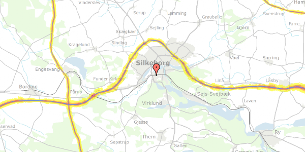 Trafikstøjkort på Dalgasgade 51, 8600 Silkeborg