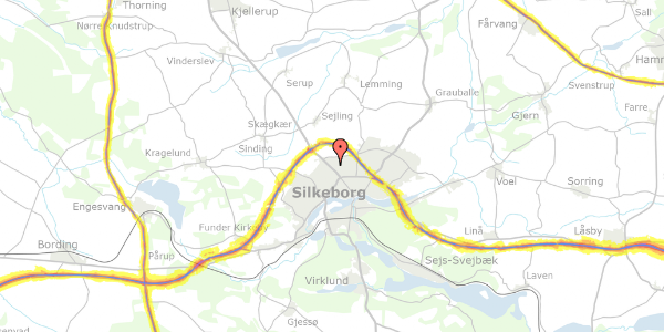 Trafikstøjkort på Dalvangen 10, 8600 Silkeborg