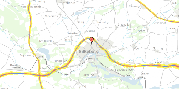 Trafikstøjkort på Dalvangen 16, 8600 Silkeborg