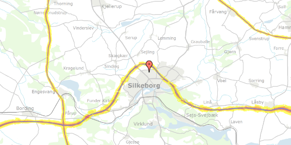 Trafikstøjkort på Dalvejen 63, 8600 Silkeborg