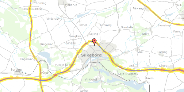 Trafikstøjkort på Dalvejen 84, 8600 Silkeborg