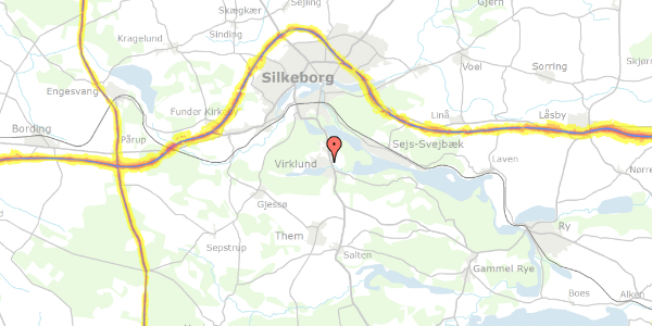 Trafikstøjkort på Digevangsvej 18, 8600 Silkeborg