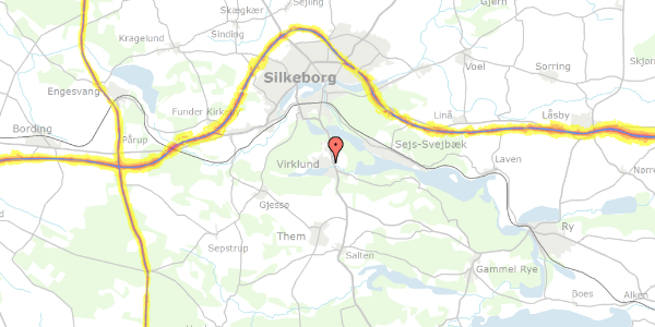 Trafikstøjkort på Digevangsvej 22, 8600 Silkeborg