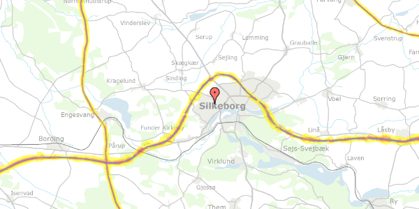 Trafikstøjkort på Duborgvej 7, 8600 Silkeborg