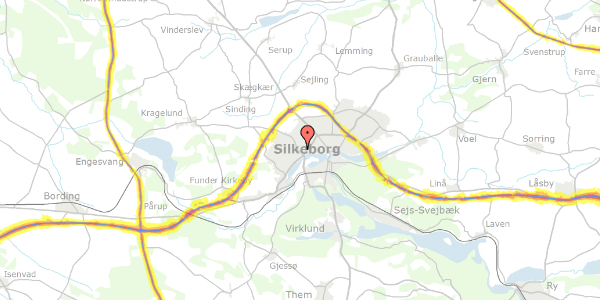 Trafikstøjkort på Duedalsvej 20, 8600 Silkeborg