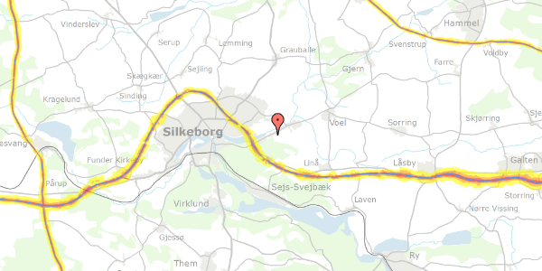 Trafikstøjkort på Efterårsvej 2, 8600 Silkeborg