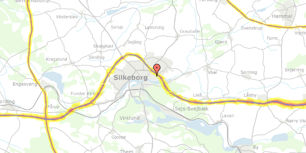 Trafikstøjkort på Ege Allé 105, 8600 Silkeborg