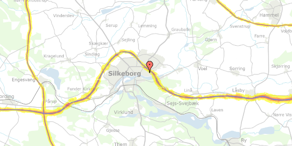 Trafikstøjkort på Ege Allé 143, 8600 Silkeborg