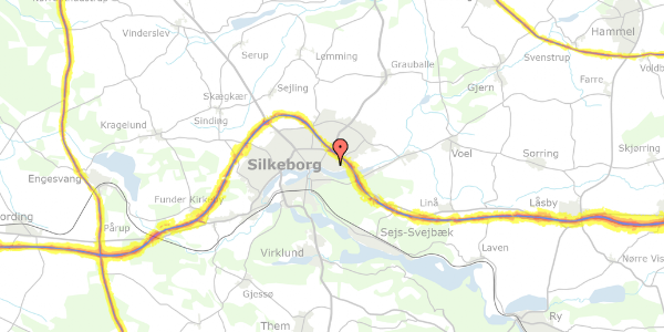 Trafikstøjkort på Ege Allé 190, 8600 Silkeborg