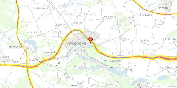 Trafikstøjkort på Ege Allé 202, 8600 Silkeborg