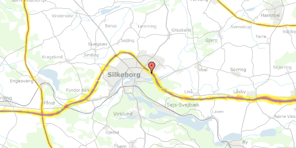 Trafikstøjkort på Ege Allé 203, 8600 Silkeborg