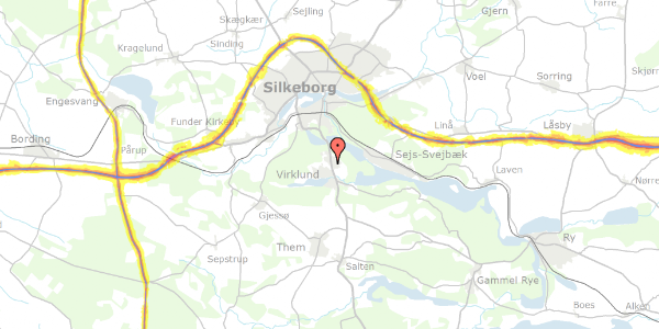 Trafikstøjkort på Ellesvinget 10, 8600 Silkeborg