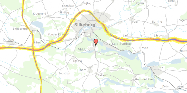 Trafikstøjkort på Ellesvinget 15, st. , 8600 Silkeborg