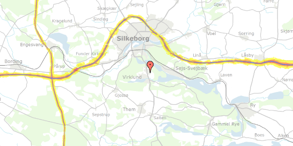 Trafikstøjkort på Ellesvinget 16, 8600 Silkeborg