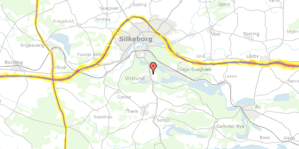 Trafikstøjkort på Ellesvinget 18, 8600 Silkeborg