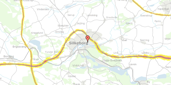 Trafikstøjkort på Enghavevej 13, 8600 Silkeborg