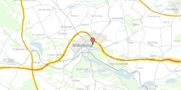 Trafikstøjkort på Enghavevej 20, 8600 Silkeborg