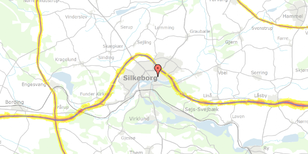 Trafikstøjkort på Enghavevej 31, 8600 Silkeborg