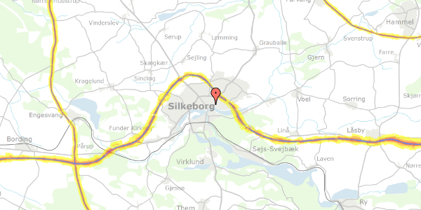 Trafikstøjkort på Enghavevej 35, 8600 Silkeborg