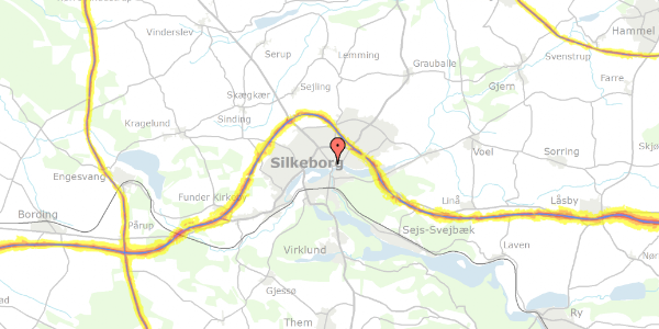 Trafikstøjkort på Falstersgade 9, 8600 Silkeborg