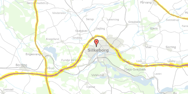 Trafikstøjkort på Frank Jægers Vej 5, 8600 Silkeborg