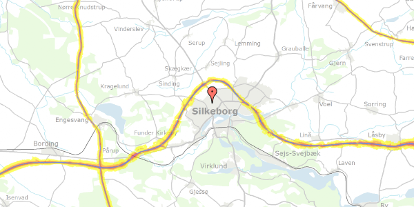 Trafikstøjkort på Frank Jægers Vej 6, 8600 Silkeborg