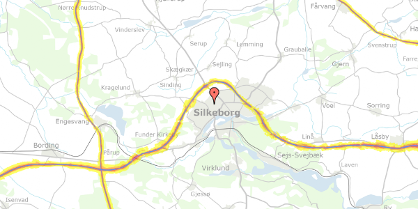 Trafikstøjkort på Frank Jægers Vej 10, 8600 Silkeborg