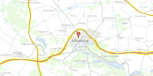 Trafikstøjkort på Frank Jægers Vej 11, 8600 Silkeborg