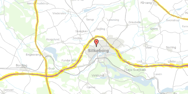 Trafikstøjkort på Frank Jægers Vej 23, 8600 Silkeborg