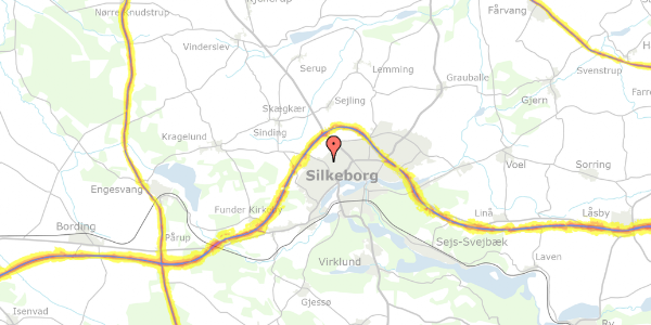 Trafikstøjkort på Frank Jægers Vej 37, 8600 Silkeborg