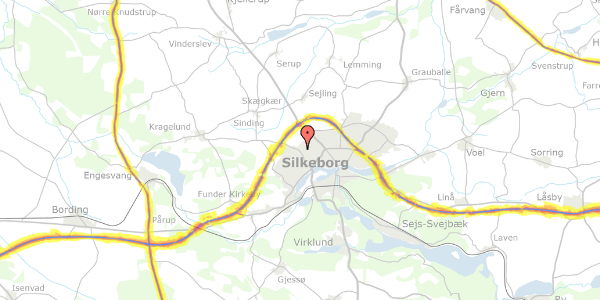 Trafikstøjkort på Frank Jægers Vej 43, 8600 Silkeborg