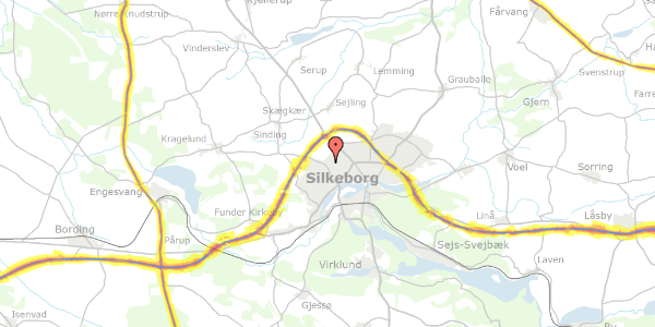 Trafikstøjkort på Frank Jægers Vej 46, 8600 Silkeborg