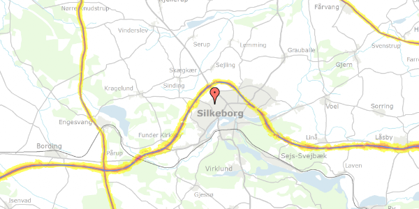 Trafikstøjkort på Frank Jægers Vej 47, 8600 Silkeborg