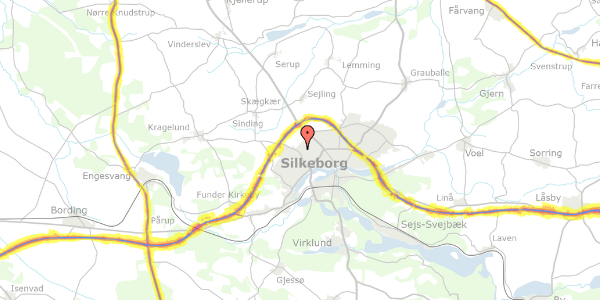 Trafikstøjkort på Frank Jægers Vej 48, 8600 Silkeborg