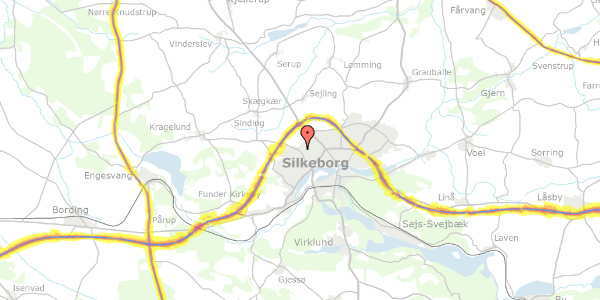 Trafikstøjkort på Frank Jægers Vej 49, 8600 Silkeborg