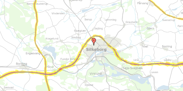 Trafikstøjkort på Frank Jægers Vej 55, 8600 Silkeborg