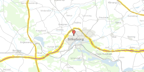 Trafikstøjkort på Frank Jægers Vej 59, 8600 Silkeborg