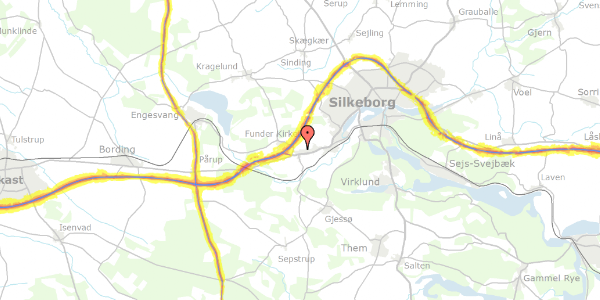 Trafikstøjkort på Funder Skolevej 24, 8600 Silkeborg