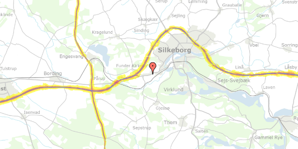 Trafikstøjkort på Fundertoften 6C, 1. th, 8600 Silkeborg