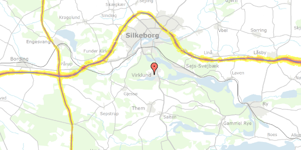 Trafikstøjkort på Fyrrebakken 19, 8600 Silkeborg