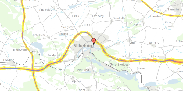 Trafikstøjkort på Færgebakken 10, 8600 Silkeborg