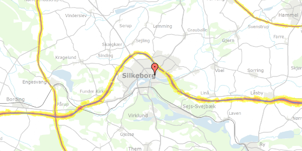 Trafikstøjkort på Færgegården 3, 2. th, 8600 Silkeborg