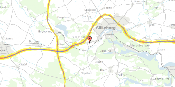 Trafikstøjkort på Fårdalsvej 3, 8600 Silkeborg